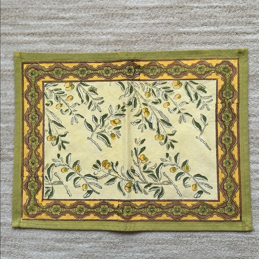 Set of 4 Couleur Nature Olive Tree Placemats Yellow/Green Designed by Bruno Lamy